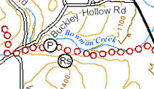 Partial map of Oxford section of Finger Lakes trail